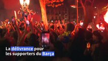 Football: les fans célèbrent le sacre du Barça, champion d'Espagne