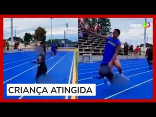 Criança invade pista de atletismo e é atingida por corredor