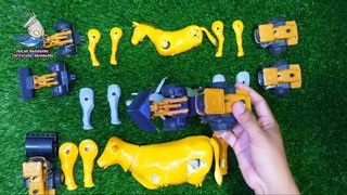 Merakit Mainan Mobil Beko, Buldozer, Kuda, Gajah, Sapi || Edukasi Merakit Mainan
