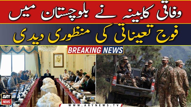 Federal cabinet approves the deployment of Army in Balochistan
