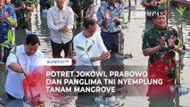 Potret Jokowi, Prabowo dan Panglima TNI Nyemplung Tanam Mangrove