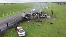 Wreckage of vehicles after Mexican highway crash kills at least 13