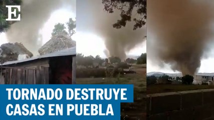 Tornado daña casas en Puebla