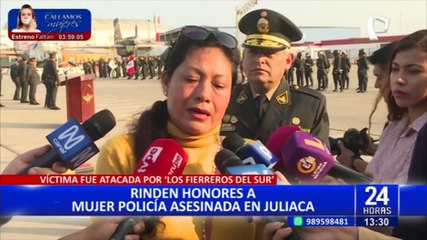 Juliaca: rinden homenaje póstumo a mujer policía asesinada por delincuentes