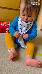 Adorable Baby Girl Struggles With Sock || Best of Internet