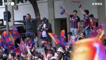 Calcio, festa scudetto Barcellona: parata della squadra in citta'