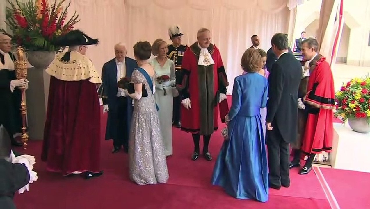 Princess Anne and Vice Admiral Sir Tim Laurence attend a banquet for the King and Queen of Spain