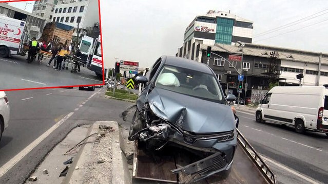 Avcılar'da kırmızı ışıkta geçtiği öne sürülen otomobil, iki otomobile çarptı