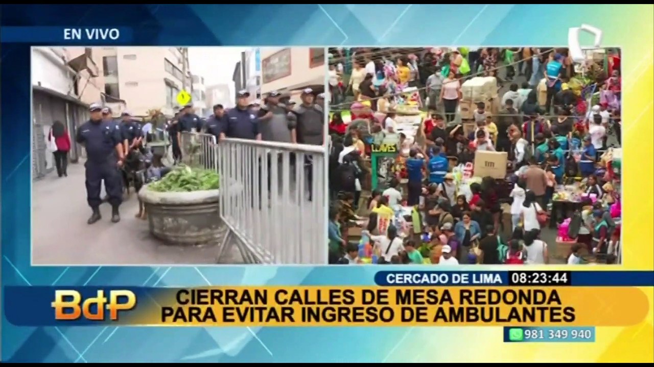 Cierran calles de Mesa Redonda para evitar ingreso de comerciantes ambulantes