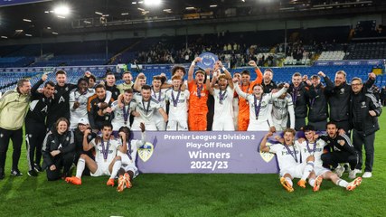 Leeds United's Under-21s celebrate their promotion