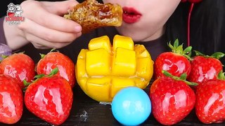 ASMR MANGO TANGHULU, STRAWBERRY HONEYCOMB CANDIED FRUITS 딸기탕후루 망고탕후루 벌꿀집탕후루 EATING SOUNDS MUKBANG 먹방