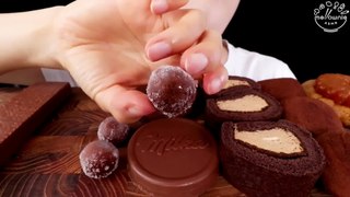 ASMR MUKBANG｜CHOCOLATE BEAD, ICE CREAM, RICE CAKE, YAKGWA, MILKA 꾸덕촉촉 약과쿠키 초코구슬 아이스크림 초코떡 초코과자 먹방