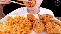 ASMR MUKBANG｜CHEESY CARBO FIRE NOODLES & FRIED CHICKEN 꾸덕 치즈 까르보 불닭볶음면 & 크크크 치킨 EATING SOUNDS 먹방