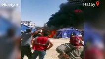 Hatay'da, Akevler Mahallesi'ndeki çadır kentte yangın