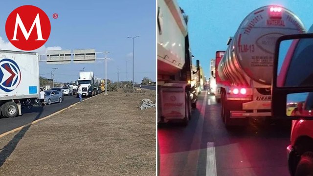 Traileros bloquean acceso al puerto de Veracruz; exigen mejorar condiciones laborales