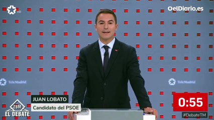 Minuto inicial de Juan Lobato en el debate de candidatos a la Comunidad de Madrid