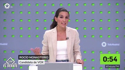 Minuto inicial de Rocío Monasterio en el debate de candidatos a la Comunidad de Madrid