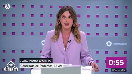 Minuto inicial de Alejandra Jacinto en el debate de candidatos a la Comunidad de Madrid