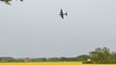 The Lancaster Bomber flies over Blyton Airfield in Lincolnshire to mark the 80th anniversary of the Dambusters raids.