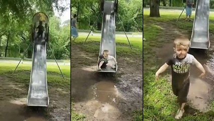 Le gros fail d'un enfant dans un toboggan