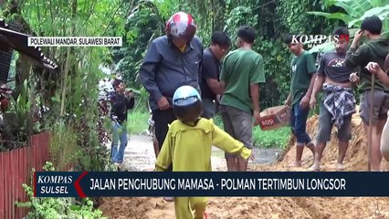 Jalan Penghubung Mamasa - Polman Tertimbun Longsor