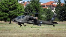 ATHENS FLYING WEEK 2022 , landing and passing in front of spectators AH-64A Apache helicopter