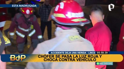 Lince: una mujer herida tras choque provocado por conductor que se pasó la luz roja