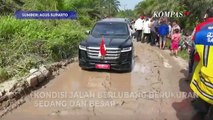 Ekspresi Jokowi di Samping Kubangan Saat Cek Jalan Rusak
