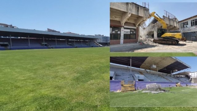 Ordu’da millet bahçesi olacak stadın yıkımına başlandı