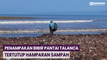 Penampakan Bibir Pantai Talanca Sukabumi yang Tertutup Hamparan Sampah