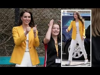 La principessa Kate "sembra splendida e solare" indossando oggi un blazer giallo chic da £ 359 a Bat