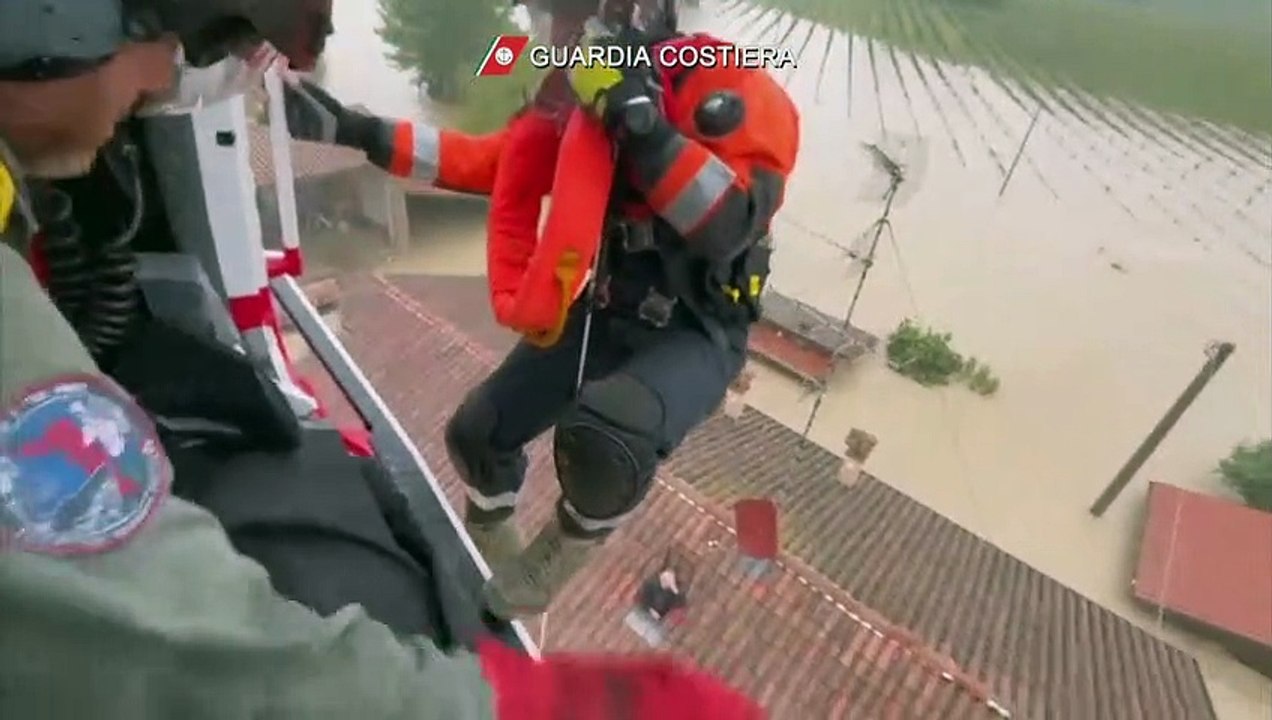 Coastguard rescues two elderly people from flooded home in northern Italy