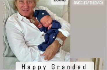 Sir Rod Stewart is a "happy grandad" after meeting his grandsons Otis and Louie for the first time
