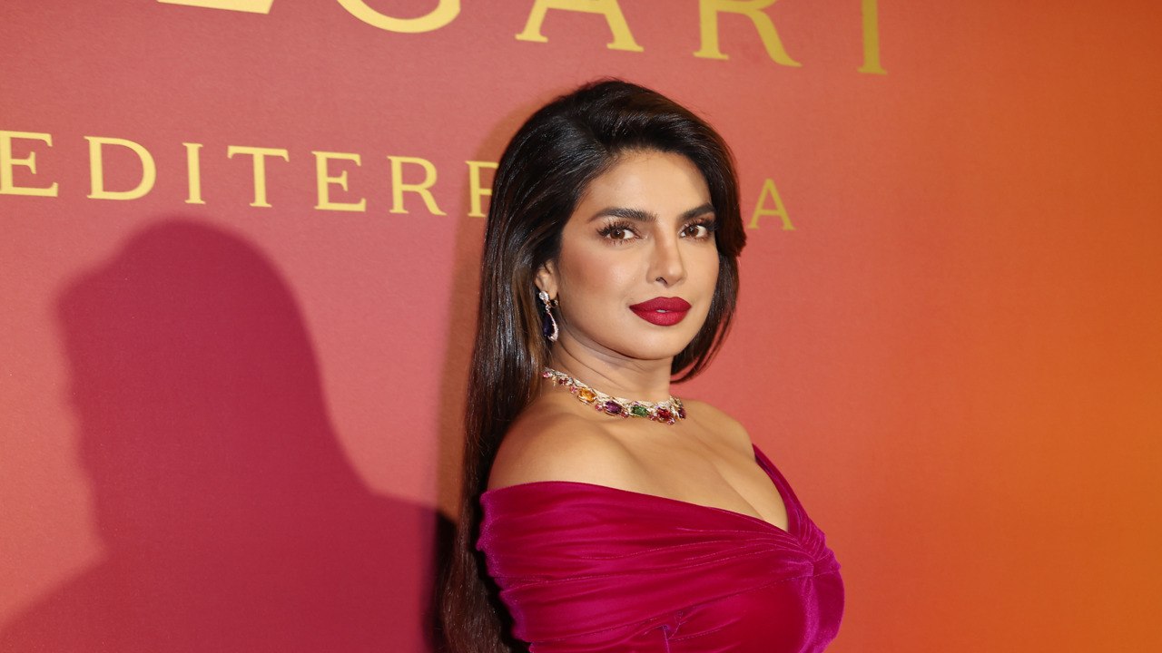 Priyanka Chopra's Two-Piece Fuchsia Set Featured a Multi-Colored Floral Embellishment