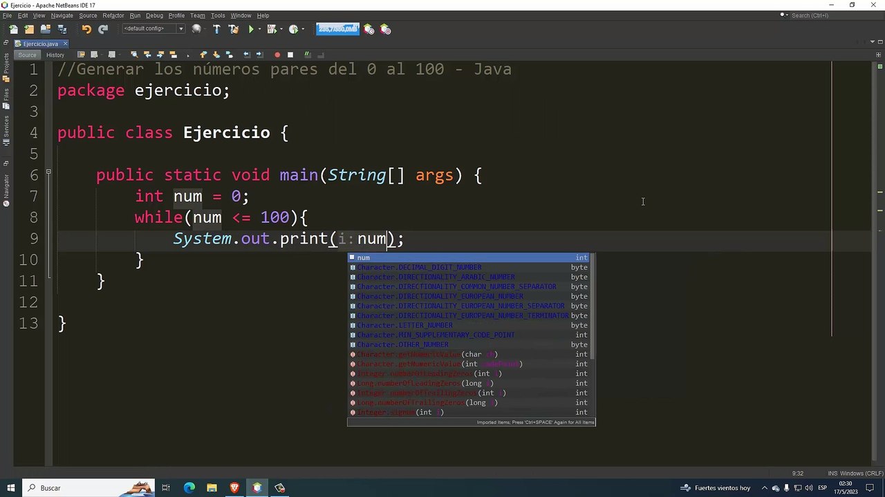 Generar los números pares del 0 al 100 en Java