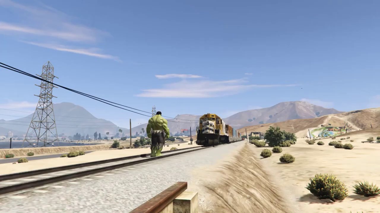 hulk stop the train in gta5 | red hulk vs hulk stop the train in gta5