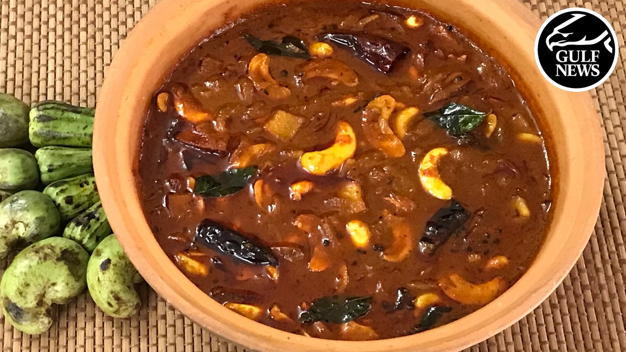 Vegan Kerala-style pacha andiparippu curry  or raw cashew nut curry