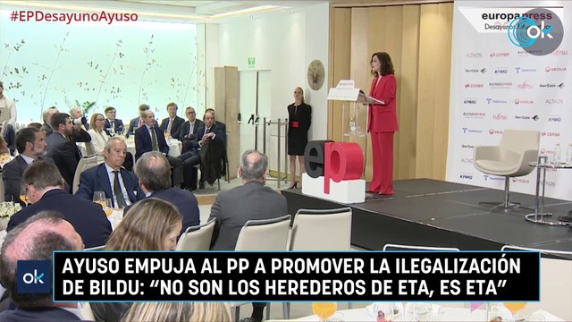 Ayuso empuja al PP a promover la ilegalización de Bildu: No son los herederos de ETA, es ETA