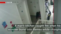 Video of E-scooter Bursting Into Flames While Charging in Kitchen