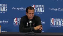 Miami Heat coach Erik Spoelstra discusses the impact of Kyle Lowry in Game 1 against Celtics