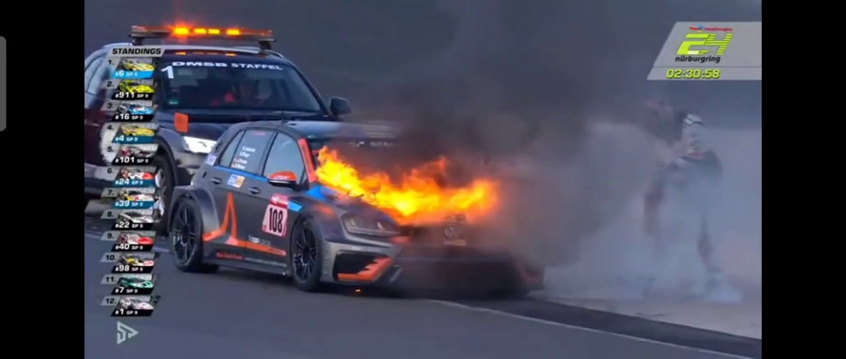 24H Nurburgring 2023 Q2 Kluge Massive Fire