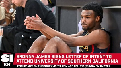 Скачать видео: Bronny James Signs Letter Of Intent To Attend USC