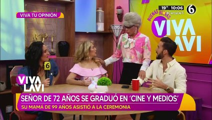 Hombre de 72 años se gradúa de la universidad y su mamá de 99 lo acompaña