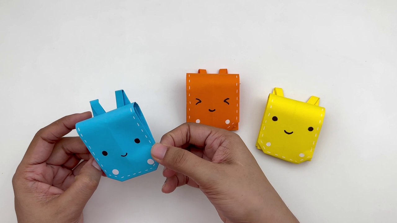 DIY MINI PAPER SCHOOL BAG STORAGE ORGANIZER / Paper Craft / Origami  Storage Box DIY /Desk Organizer