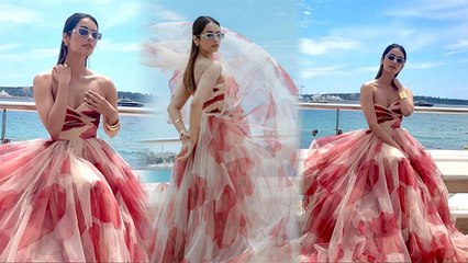 Cannes 2023 Red Carpet : Manushi  Chhillar Chriss Cross Draped Cutout Gown Price Reveal | Boldsky