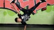 Young break-dancer Toby Villinger shows off his moves