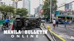 A car flipped on its side after driver fell asleep and hit a light post in a gutter in Lerma, Manila, early morning of May 19, 2023