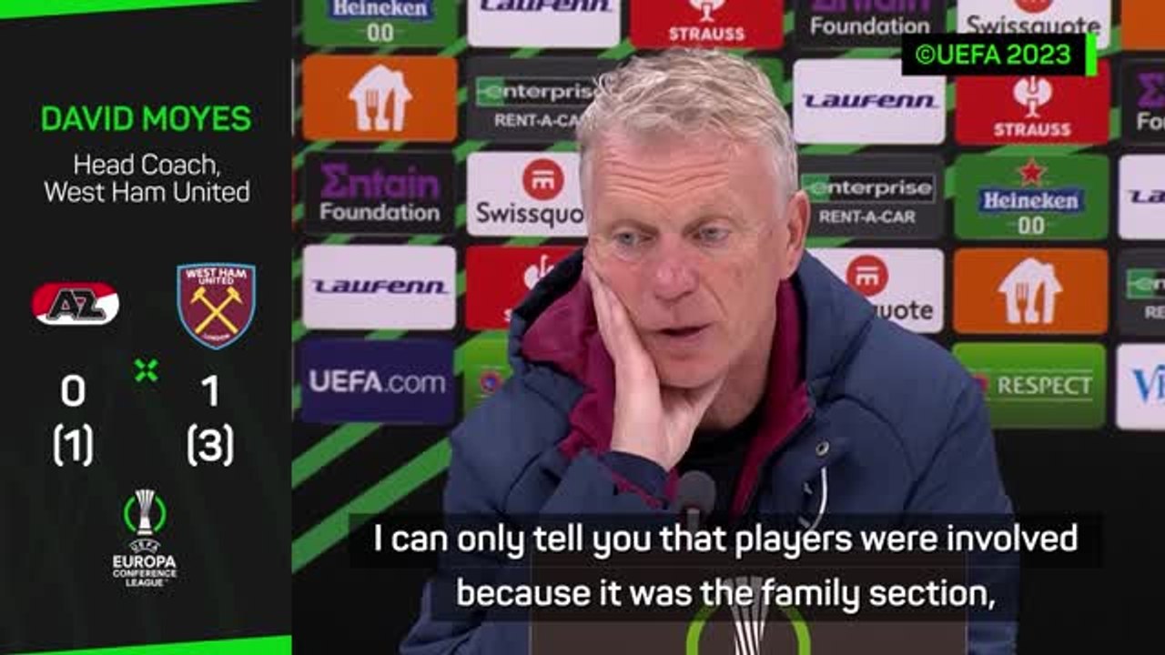 Moyes confirms West Ham players' families attacked by AZ Alkmaar fans