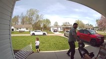 Security Camera Captures Dad Return To Give Sad Son Goodbye Kiss | Happily TV