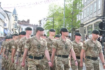 1st Battalion The Rifles, 1 Rifles, parade through Chepstow to mark the move from their base at Beachley Barracks to Cyprus